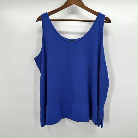 Ming Wang Tank Top Shirt Womens 0X Blue Office Knit Career Shell Capsule - Picture 1 of 11